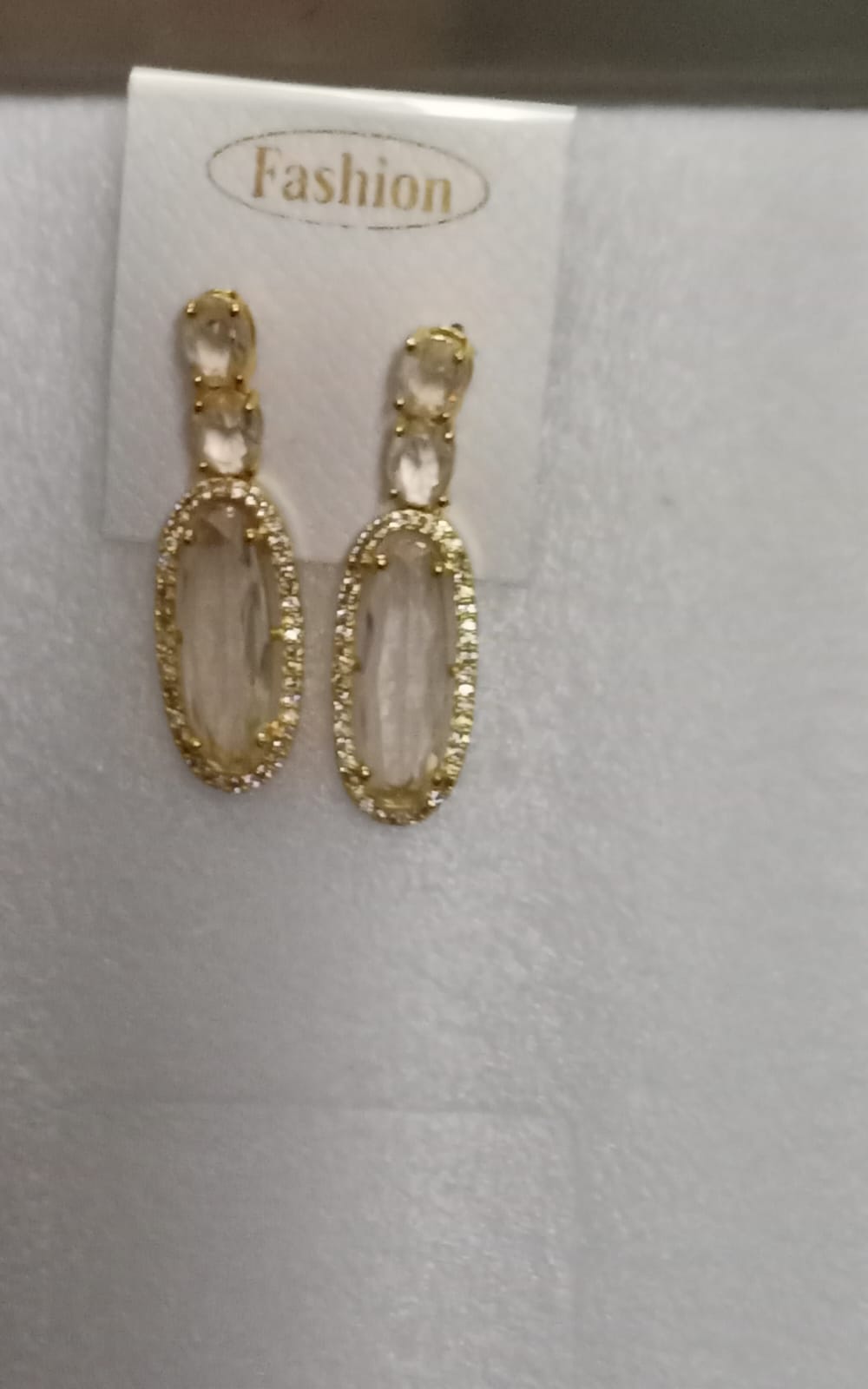 Clear Crystal Oval Halo Tiered Dangle Earrings