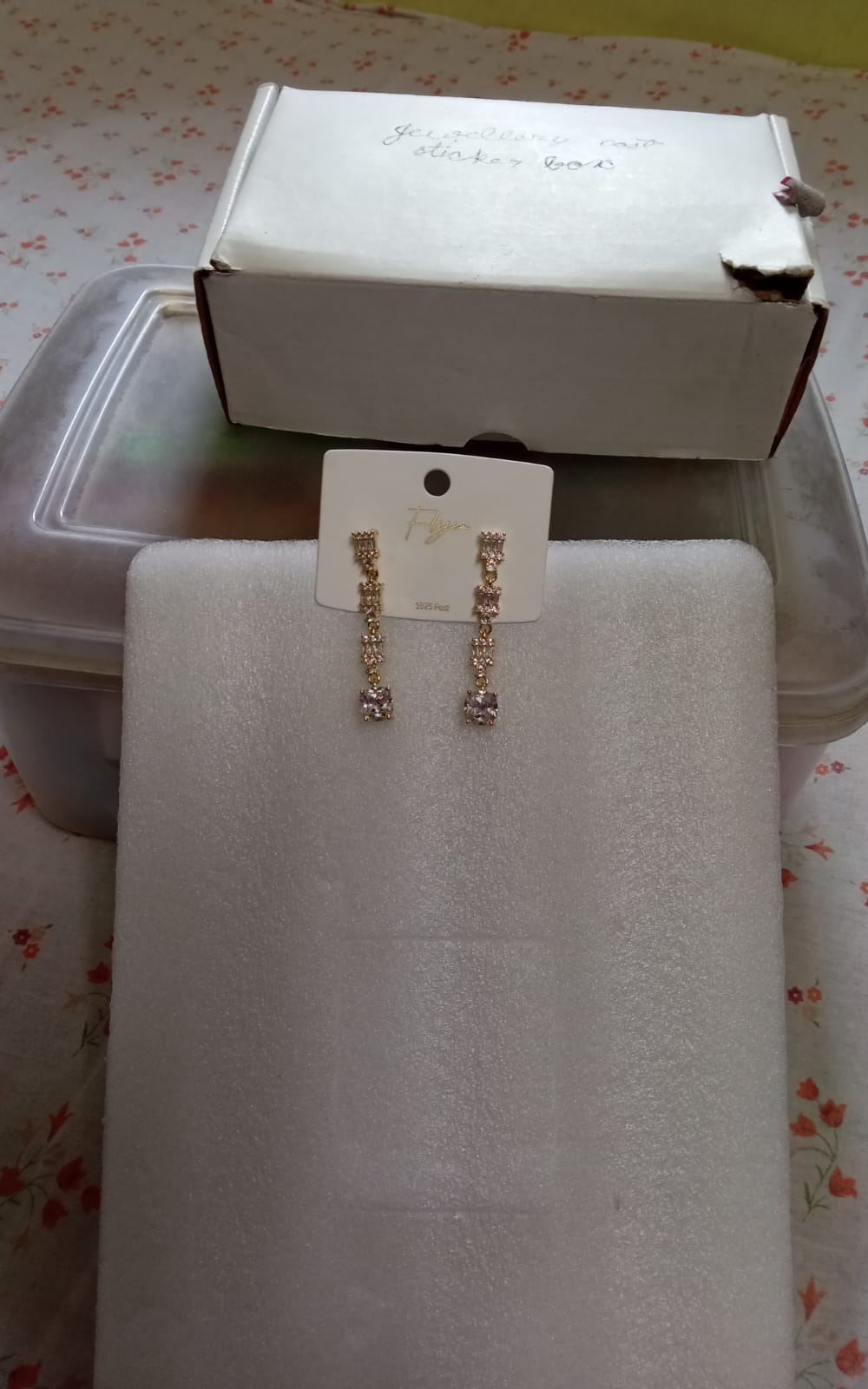 Delicate Baguette CZ Linear Drop Earrings
