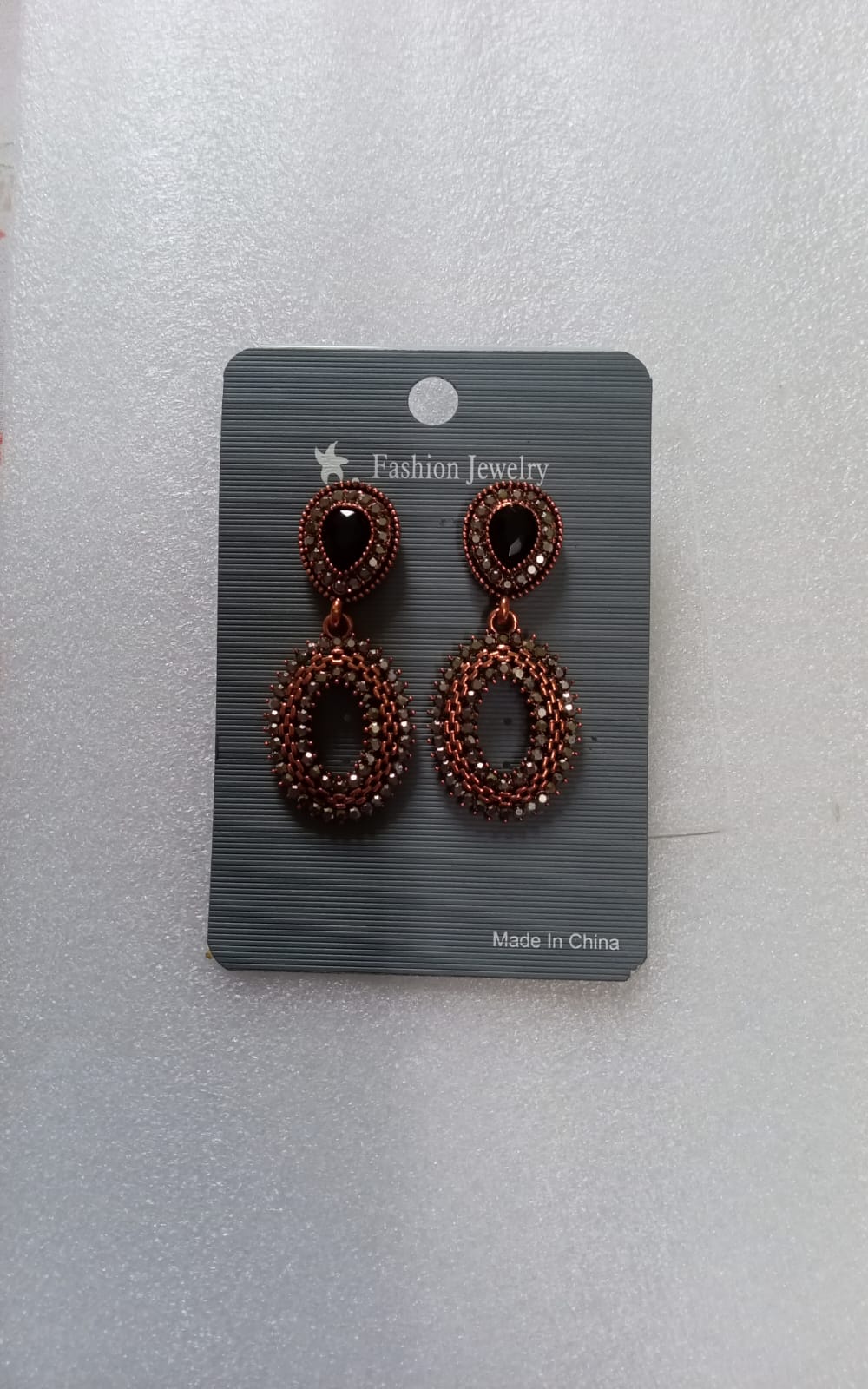 Antique Rose-Gold Beaded Open-Oval Chandelier Earrings